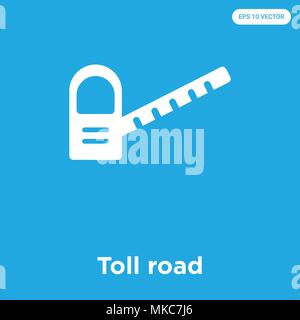 Toll road vector icon isolated on blue background, sign and symbol Stock Vector
