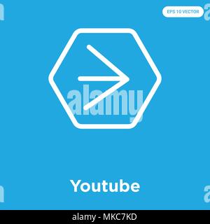 Youtube vector icon isolated on blue background, sign and symbol Stock Vector