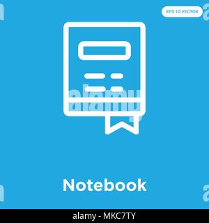 Notebook vector icon isolated on blue background, sign and symbol Stock Vector