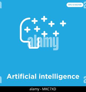 Artificial intelligence vector icon isolated on blue background, sign and symbol Stock Vector