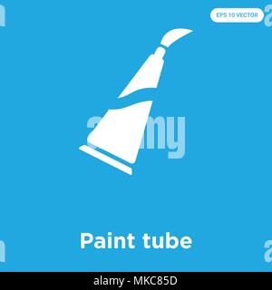 Paint tube vector icon isolated on blue background, sign and symbol Stock Vector