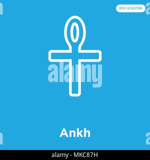 Ankh vector icon isolated on blue background, sign and symbol Stock Vector