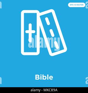 Bible vector icon isolated on blue background, sign and symbol Stock Vector