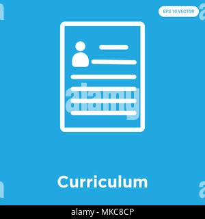 Curriculum vector icon isolated on blue background, sign and symbol Stock Vector