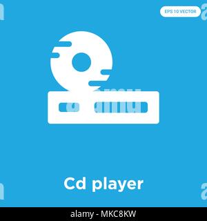 Cd player vector icon isolated on blue background, sign and symbol Stock Vector