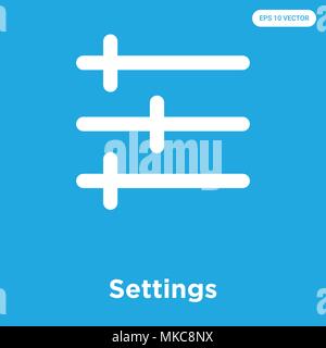 Settings vector icon isolated on blue background, sign and symbol Stock Vector