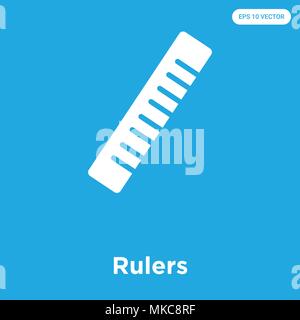 Rulers vector icon isolated on blue background, sign and symbol Stock Vector