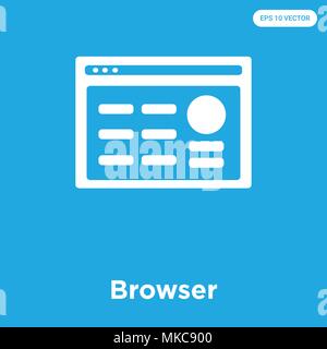 Browser vector icon isolated on blue background, sign and symbol Stock Vector