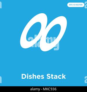 Dishes Stack vector icon isolated on blue background, sign and symbol Stock Vector