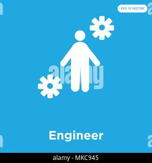 Engineer vector icon isolated on blue background, sign and symbol Stock Vector