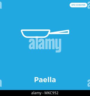 Paella vector icon isolated on blue background, sign and symbol Stock Vector