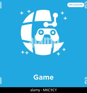 Game vector icon isolated on blue background, sign and symbol Stock Vector