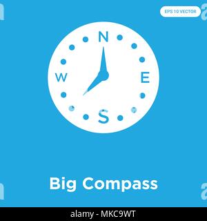 Big Compass vector icon isolated on blue background, sign and symbol Stock Vector