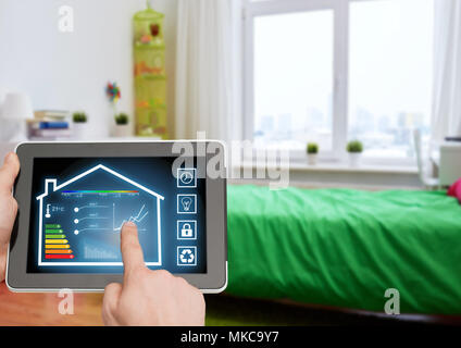 tablet pc with smart home settings on screen Stock Photo
