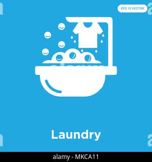 Laundry vector icon isolated on blue background, sign and symbol Stock Vector