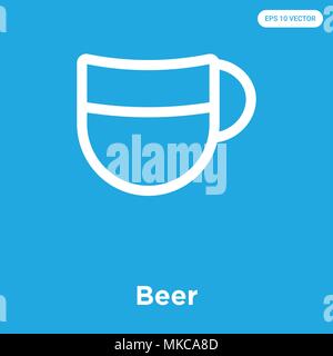 Beer vector icon isolated on blue background, sign and symbol Stock Vector