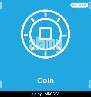 Coin vector icon isolated on blue background, sign and symbol Stock Vector