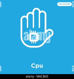 Cpu vector icon isolated on blue background, sign and symbol Stock Vector