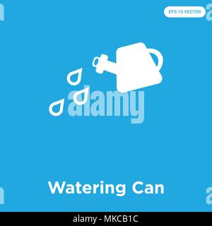 Watering Can vector icon isolated on blue background, sign and symbol Stock Vector