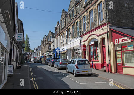 Street in the centre of Builth Wells in the county of Powys in Wales. Stock Photo