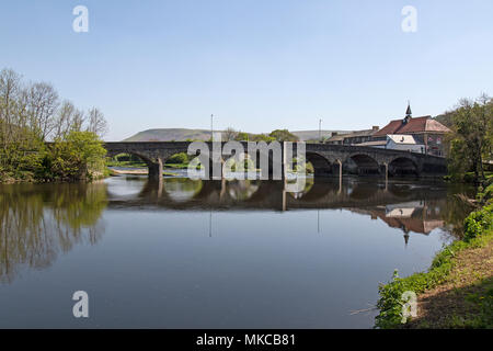 The bridge over the River Wye in Builth Wells in the county of Powys in Wales. Stock Photo