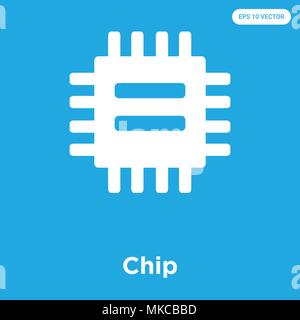 Chip vector icon isolated on blue background, sign and symbol Stock Vector