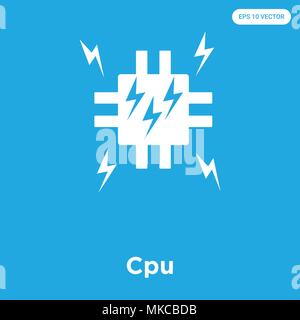 Cpu vector icon isolated on blue background, sign and symbol Stock Vector