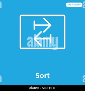 Sort vector icon isolated on blue background, sign and symbol Stock Vector