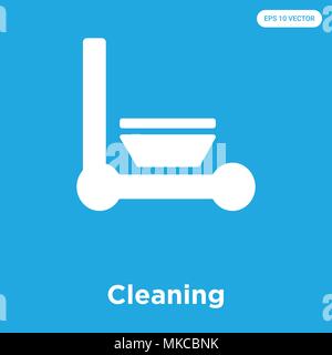 Cleaning vector icon isolated on blue background, sign and symbol Stock Vector