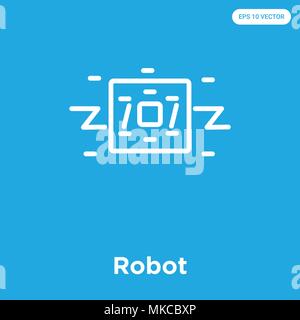 Robot vector icon isolated on blue background, sign and symbol Stock Vector