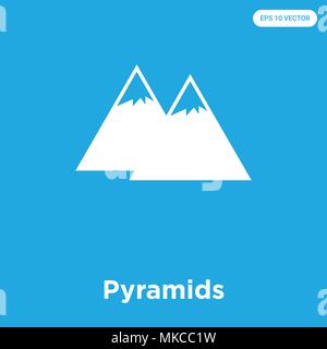 Pyramids vector icon isolated on blue background, sign and symbol Stock Vector