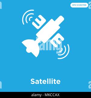 Satellite vector icon isolated on blue background, sign and symbol Stock Vector