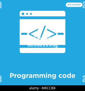 Programming code vector icon isolated on blue background, sign and symbol Stock Vector
