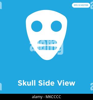 Skull Side View vector icon isolated on blue background, sign and symbol Stock Vector