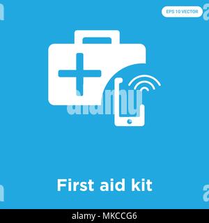 First aid kit vector icon isolated on blue background, sign and symbol Stock Vector