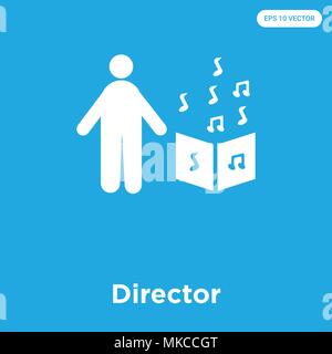 Director vector icon isolated on blue background, sign and symbol Stock Vector
