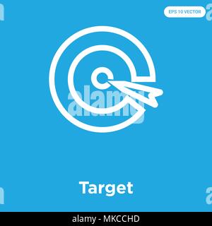 Target vector icon isolated on blue background, sign and symbol Stock Vector