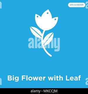 Big Flower with Leaf vector icon isolated on blue background, sign and symbol Stock Vector