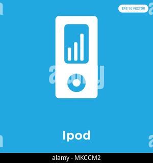 Ipod vector icon isolated on blue background, sign and symbol Stock Vector
