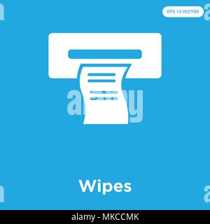 Wipes vector icon isolated on blue background, sign and symbol Stock Vector