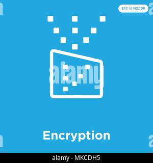 Encryption vector icon isolated on blue background, sign and symbol Stock Vector