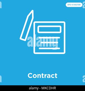 Contract vector icon isolated on blue background, sign and symbol Stock Vector