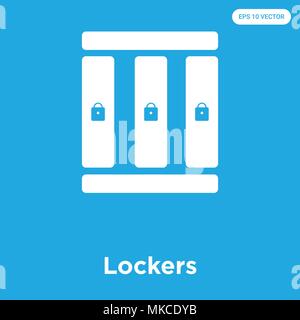 Lockers vector icon isolated on blue background, sign and symbol Stock Vector