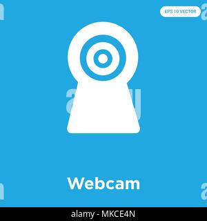 Webcam vector icon isolated on blue background, sign and symbol Stock Vector