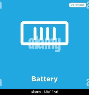 Battery vector icon isolated on blue background, sign and symbol Stock Vector