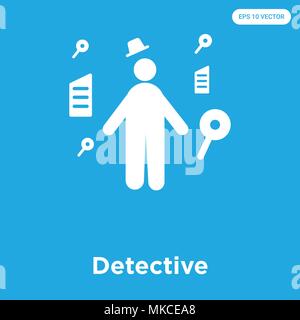 Detective vector icon isolated on blue background, sign and symbol Stock Vector