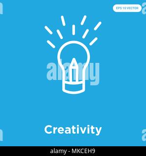 Creativity vector icon isolated on blue background, sign and symbol Stock Vector