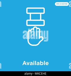 Available vector icon isolated on blue background, sign and symbol Stock Vector