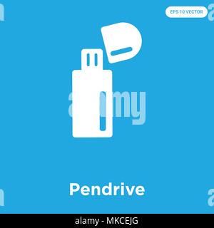 Pendrive vector icon isolated on blue background, sign and symbol Stock Vector