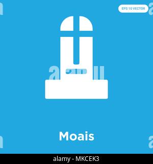 Moais vector icon isolated on blue background, sign and symbol Stock Vector